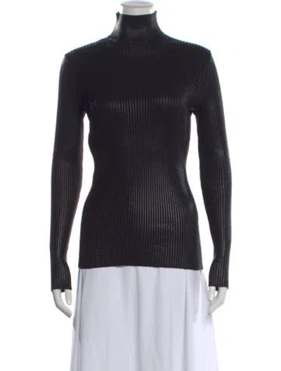 Pre-owned Alberta Ferretti Turtleneck Long Sleeve Top In Black