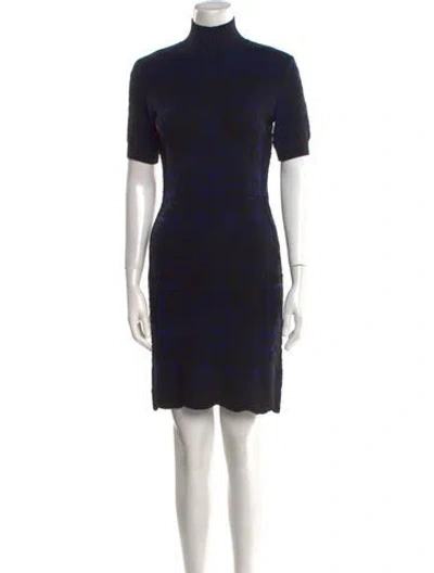 Pre-owned Alberta Ferretti Turtleneck Mini Dress In Multi