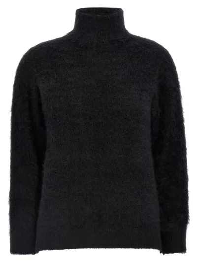 Alberta Ferretti Mohair Blend Turtleneck Sweater In Black