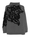 Alberta Ferretti Wool And Cashmere Sweater With Embroidery In Black
