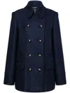 Alberta Ferretti Tweed Blazer In Blue