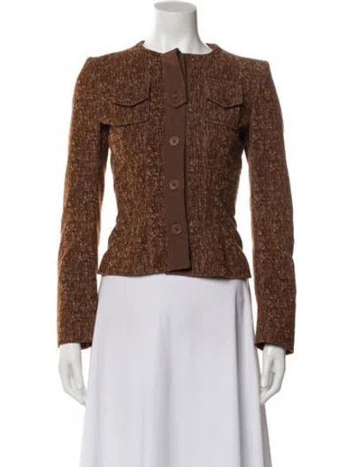 Pre-owned Alberta Ferretti Tweed Pattern Evening Jacket In Brown