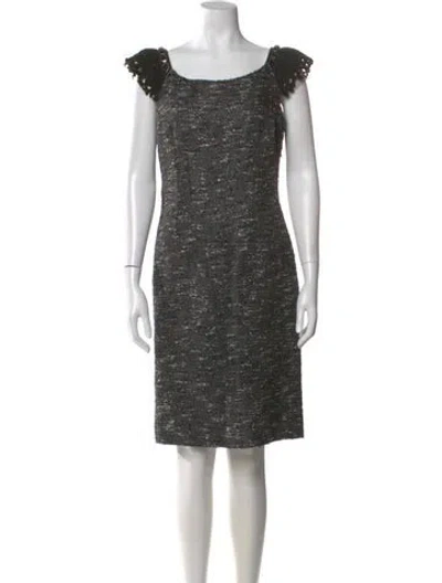 Pre-owned Alberta Ferretti Tweed Pattern Knee-length Dress In Black