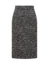 Alberta Ferretti Buttoned Tweed Skirt In Black