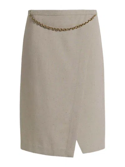 Alberta Ferretti Slit-detail Midi Skirt In Neutral