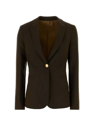 Alberta Ferretti Twill Single-breasted Blazer In Brown