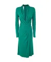 Alberta Ferretti Twisted-front Long-sleeved Midi Dress In Green