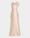 Alberta Ferretti Twisted Shoulder Mikado Mermaid Gown In Ivory