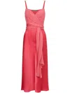 Alberta Ferretti V-neck Satin Dress In 粉色