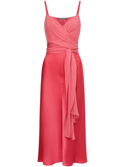 Alberta Ferretti V-neck Satin Dress In Violet