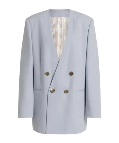 Alberta Ferretti V-neck Blazer In Blue