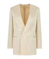 Alberta Ferretti Satin Blazer Double Breasted Button Detailing Pockets In Neutral