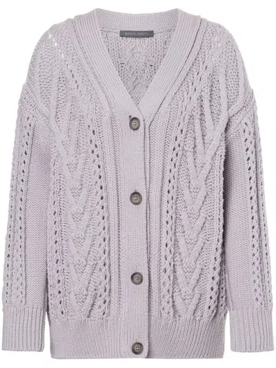 Alberta Ferretti V-neck Cable-knit Cardigan In Grey