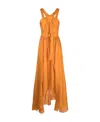 Alberta Ferretti Long Draped Silk Top In Orange