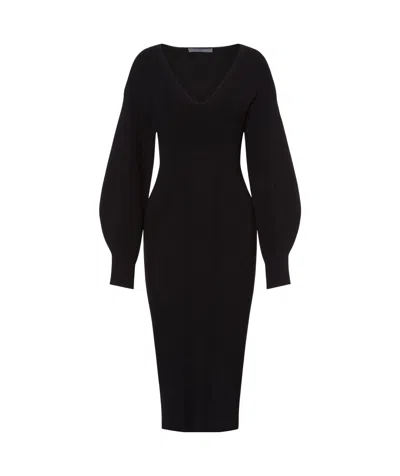 Alberta Ferretti Knit Dress Voluminous Sleeves In Black