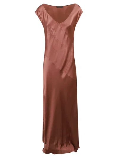 Alberta Ferretti Panelled Satin Gown In Pink