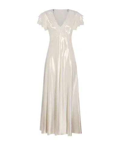 Alberta Ferretti V-neck Dress In White