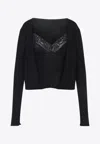 Alberta Ferretti V-neck Lace-trimmed Sweater