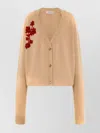 Alberta Ferretti V-neck Long Sleeve Knitwear Embroidered Detail In Pink