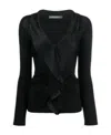 Alberta Ferretti V-neck Long-sleeved Blouse In Black