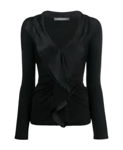 Alberta Ferretti V-neck Long-sleeved Blouse In Black