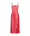 Alberta Ferretti V-neck Long-sleeved Satin Dress In Red
