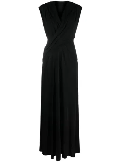 Alberta Ferretti V-neck Maxi Dress In Schwarz