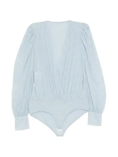 Alberta Ferretti V-neck Pleated Top In Blue