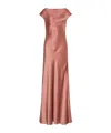 Alberta Ferretti Panelled Satin Gown In Pink