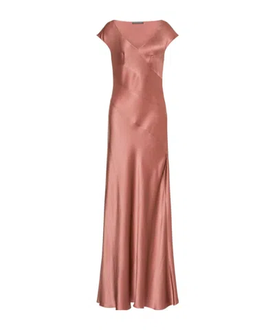 Alberta Ferretti Panelled Satin Gown In Pink