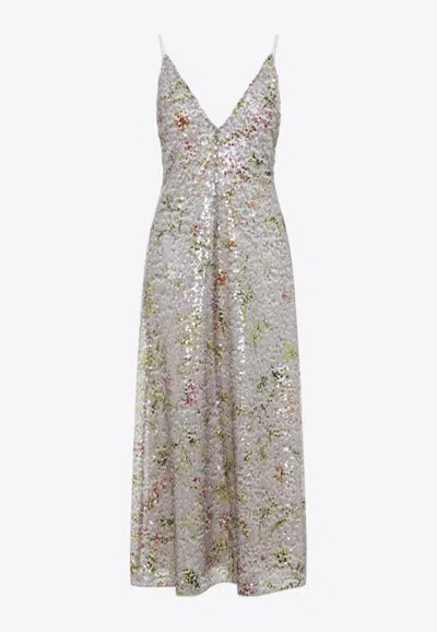 Alberta Ferretti Alberta Ferreti Paiettes Long Dress In Gray