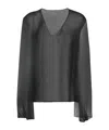 Alberta Ferretti V-neck Sheer Blouse In Black