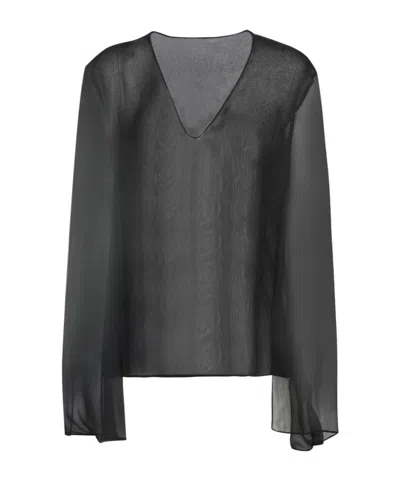 ALBERTA FERRETTI ALBERTA FERRETTI V-NECK SHEER BLOUSE