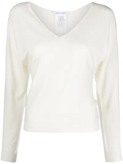 Alberta Ferretti V-neck Sweatshirt In White