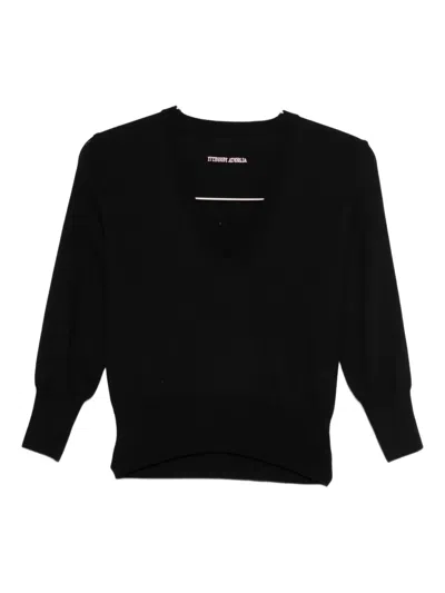 Alberta Ferretti V-neck Top In Black