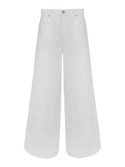 Alberta Ferretti Wide-leg Cotton Denim Trousers In White