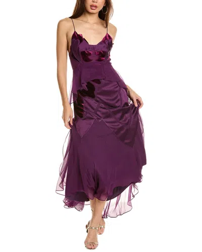 Alberta Ferretti Velvet Burnout Silk Gown In Purple