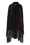 Alberta Ferretti Velvet Ruffled Cape In Purple