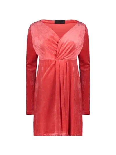 Alberta Ferretti Velvet Draped Mini Dress In Multi