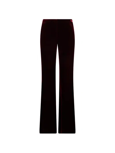 Alberta Ferretti Velvet Flared Trousers In Red
