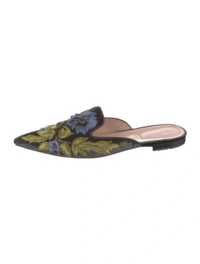 Pre-owned Alberta Ferretti Velvet Floral Print Mules In Multi