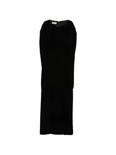 Alberta Ferretti Velvet Long Dress In Black
