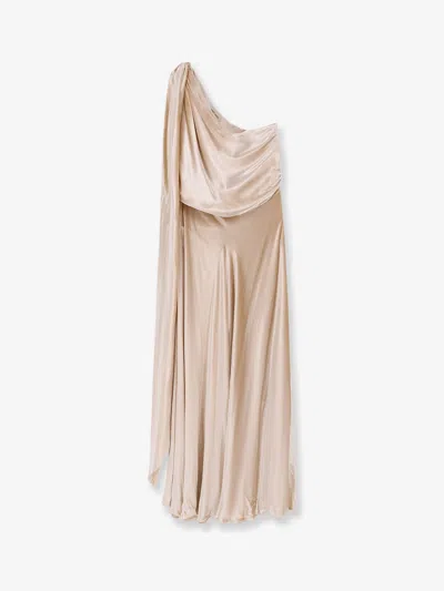 Alberta Ferretti Velvet Long Dress In White