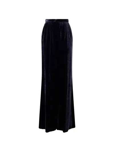 Alberta Ferretti Velvet Maxi Skirt In Blue