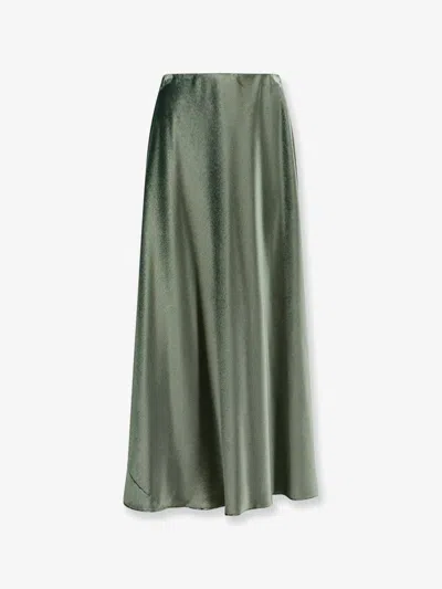 Alberta Ferretti Velvet Midi Skirt In Green