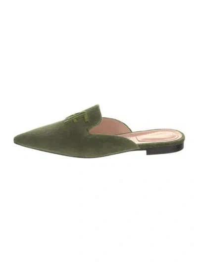 Pre-owned Alberta Ferretti Velvet Mules In Green