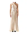 Alberta Ferretti Sculptural One-shoulder Velvet Evening Dress In White