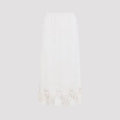 Alberta Ferretti Velvet Plated Midi Skirt In Nude