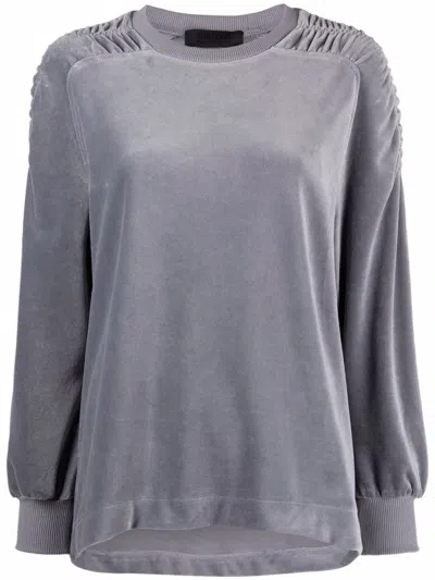Alberta Ferretti Velvet Rib-trimmed Sweatshirt In Grau