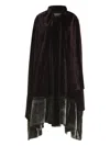 Alberta Ferretti Velvet Ruffled Cape In Brown